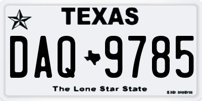 TX license plate DAQ9785