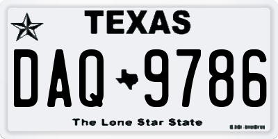 TX license plate DAQ9786
