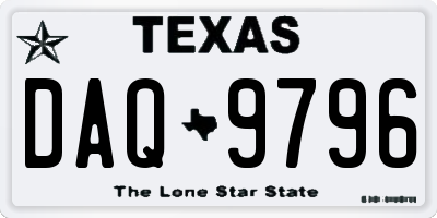 TX license plate DAQ9796