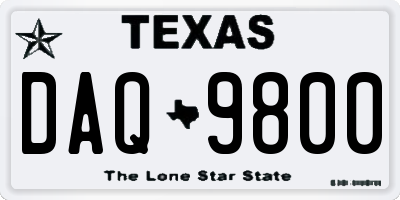TX license plate DAQ9800