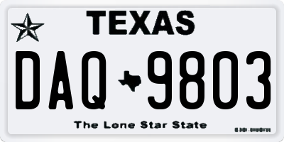 TX license plate DAQ9803