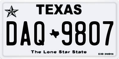 TX license plate DAQ9807