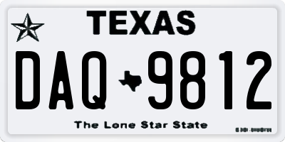 TX license plate DAQ9812