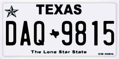 TX license plate DAQ9815
