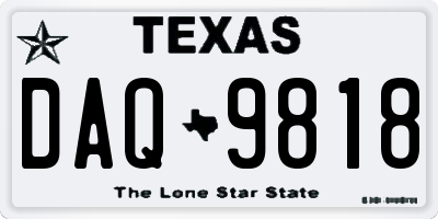 TX license plate DAQ9818