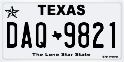 TX license plate DAQ9821