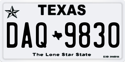 TX license plate DAQ9830