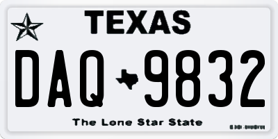 TX license plate DAQ9832