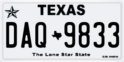 TX license plate DAQ9833