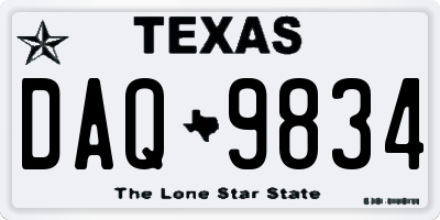 TX license plate DAQ9834