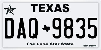 TX license plate DAQ9835