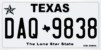 TX license plate DAQ9838
