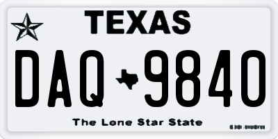 TX license plate DAQ9840