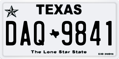 TX license plate DAQ9841
