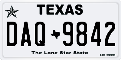 TX license plate DAQ9842