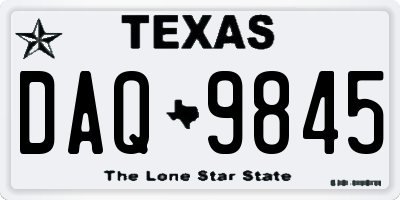 TX license plate DAQ9845
