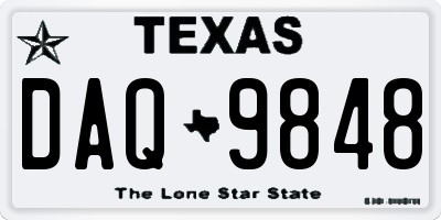 TX license plate DAQ9848