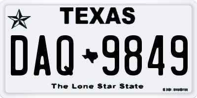 TX license plate DAQ9849