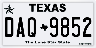 TX license plate DAQ9852