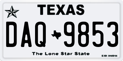 TX license plate DAQ9853