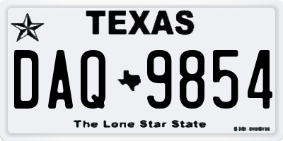 TX license plate DAQ9854