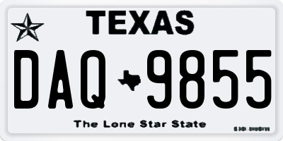 TX license plate DAQ9855