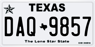 TX license plate DAQ9857