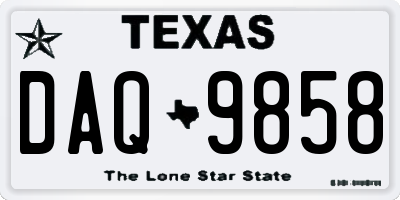 TX license plate DAQ9858