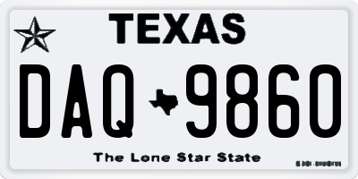 TX license plate DAQ9860