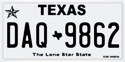 TX license plate DAQ9862
