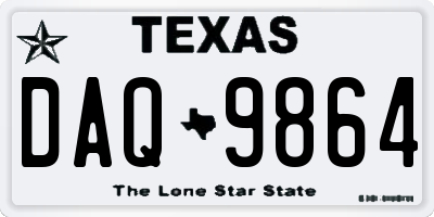 TX license plate DAQ9864