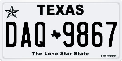 TX license plate DAQ9867