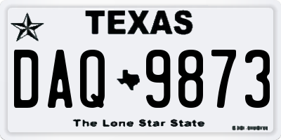 TX license plate DAQ9873