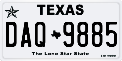 TX license plate DAQ9885
