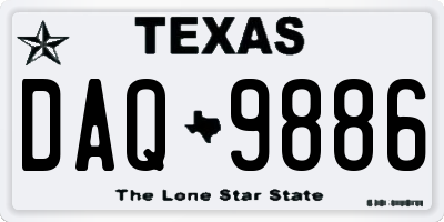 TX license plate DAQ9886