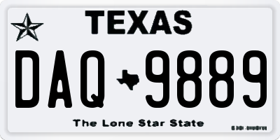 TX license plate DAQ9889