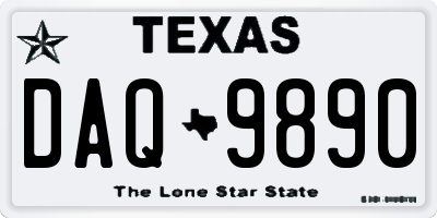 TX license plate DAQ9890