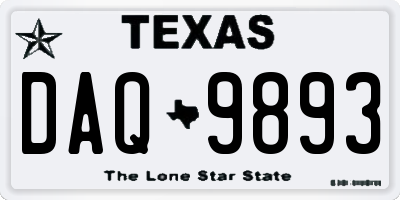 TX license plate DAQ9893