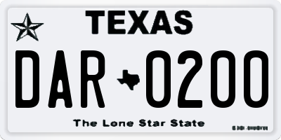 TX license plate DAR0200