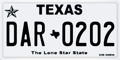 TX license plate DAR0202