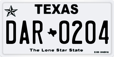 TX license plate DAR0204