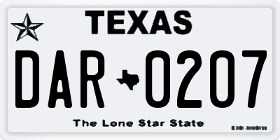 TX license plate DAR0207