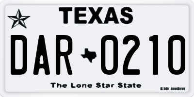 TX license plate DAR0210