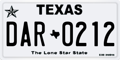 TX license plate DAR0212