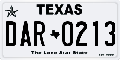 TX license plate DAR0213