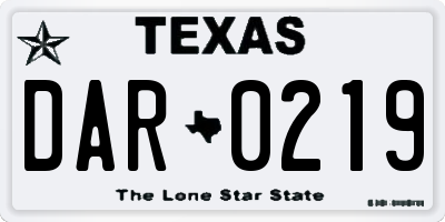 TX license plate DAR0219