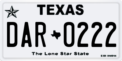TX license plate DAR0222