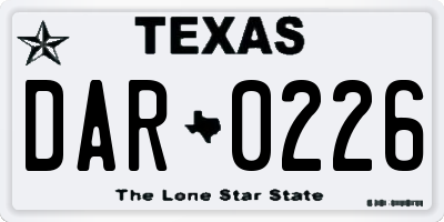 TX license plate DAR0226