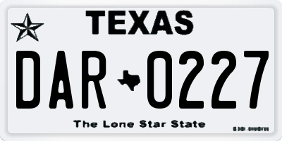 TX license plate DAR0227