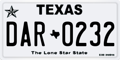 TX license plate DAR0232